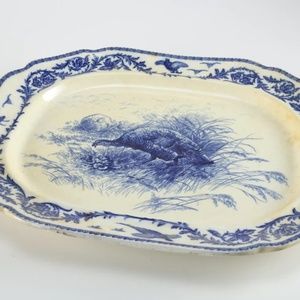 Royal Cauldon blue and white transfer  turkey platter